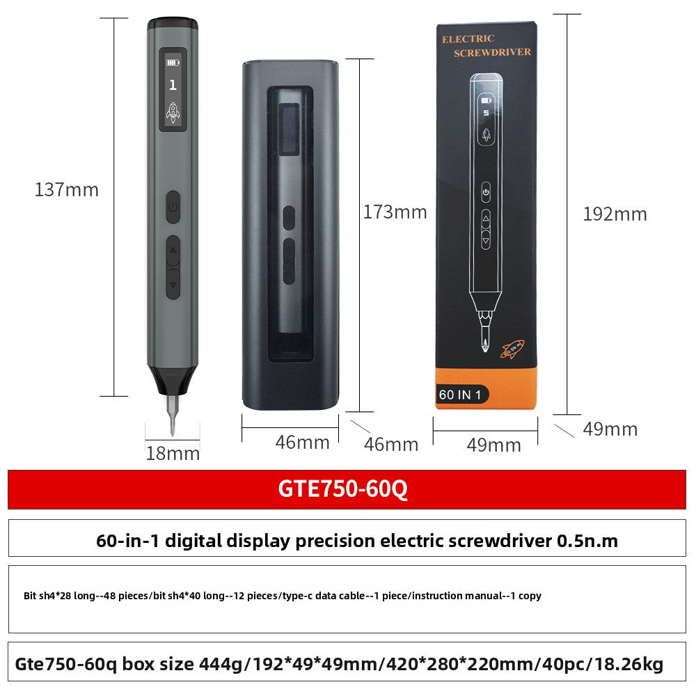 Mini Digital Display Electric Screwdriver Set with 60 Bits