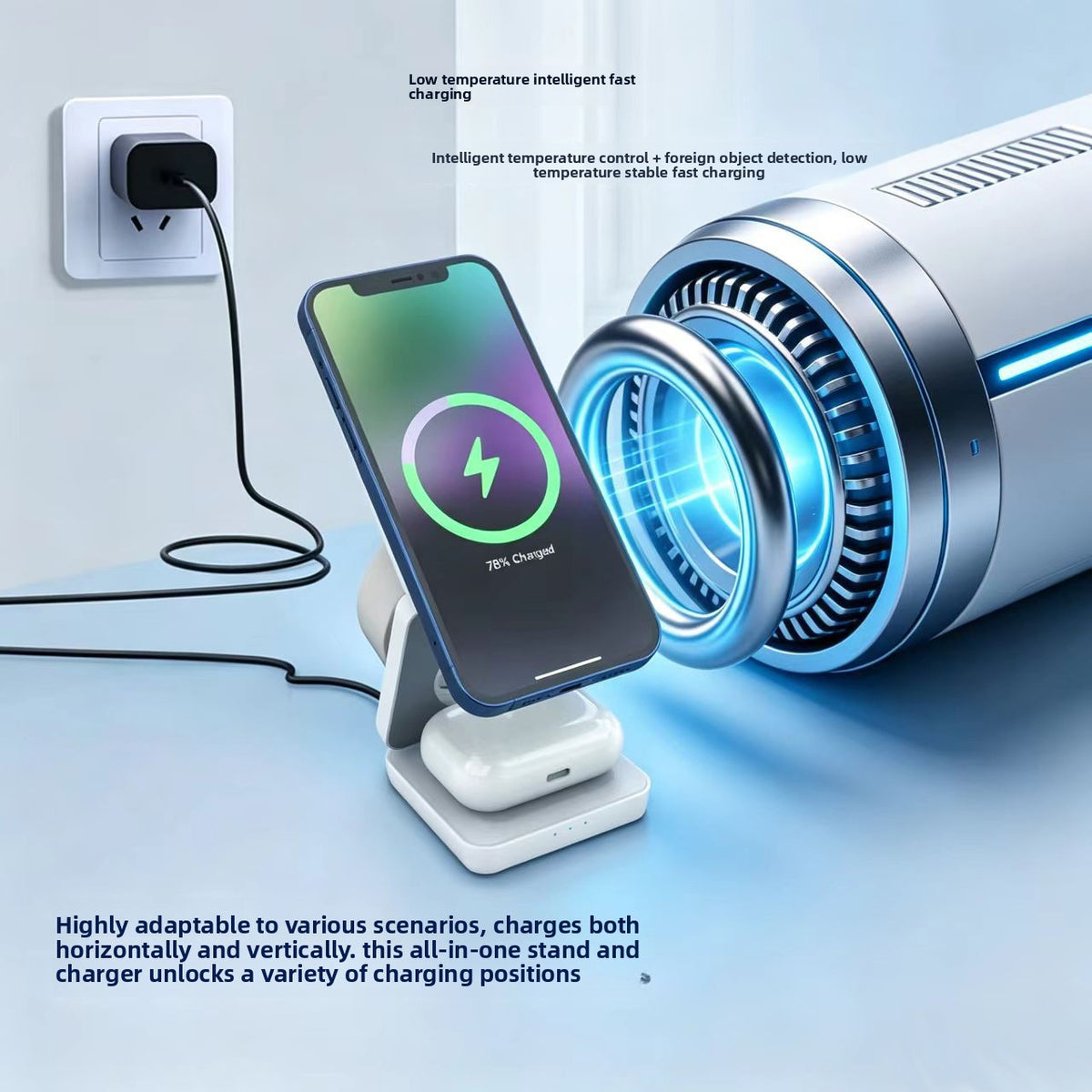 Three-in-One Foldable Magnetic Wireless Charger