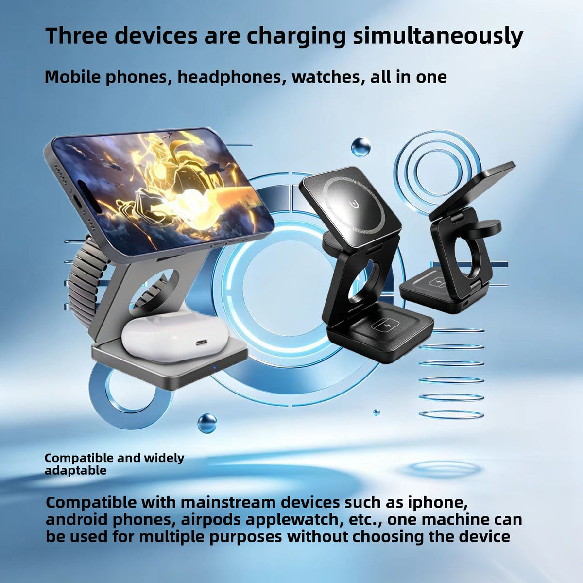 Three-in-One Foldable Magnetic Wireless Charger