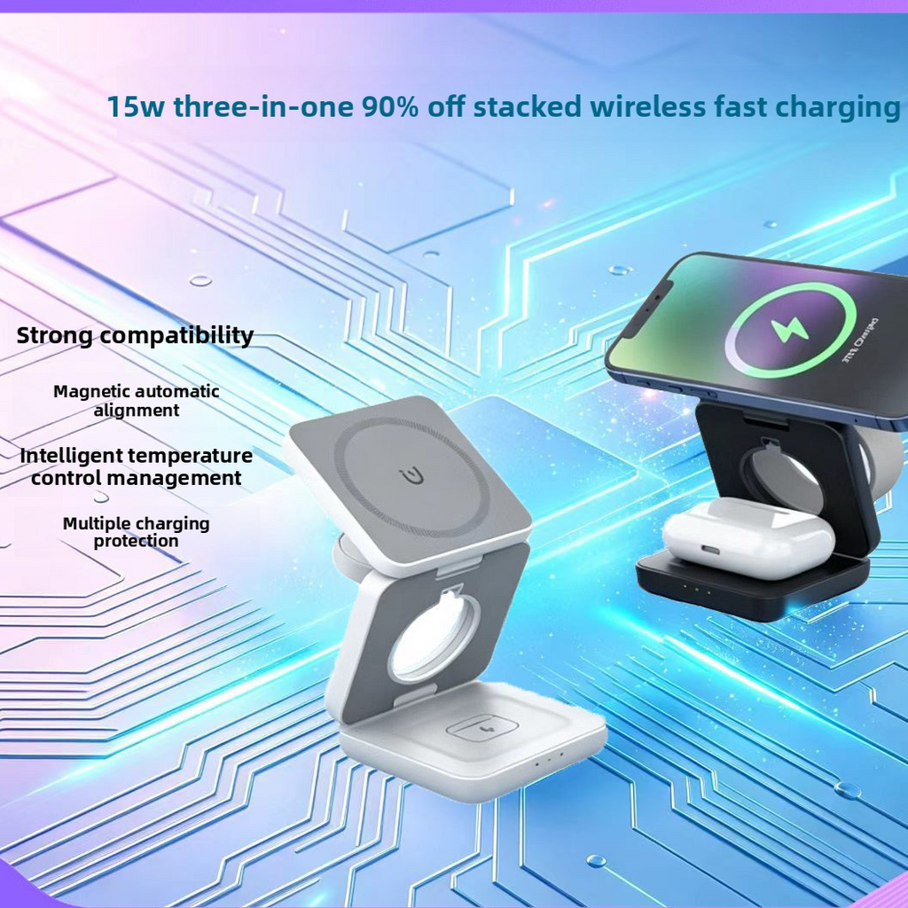 Three-in-One Foldable Magnetic Wireless Charger